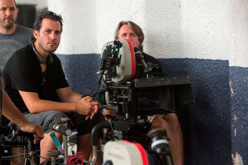 Director Brad Furman on the set of "Runner, Runner."