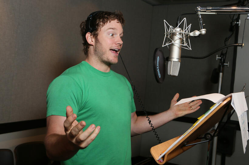 Chris Pratt on the set of "The LEGO Movie."