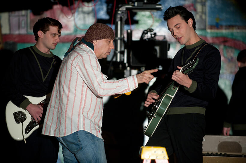 Will Brill, executive producer Steve Van Zandt and Jack Huston on the set of "Not Fade Away."