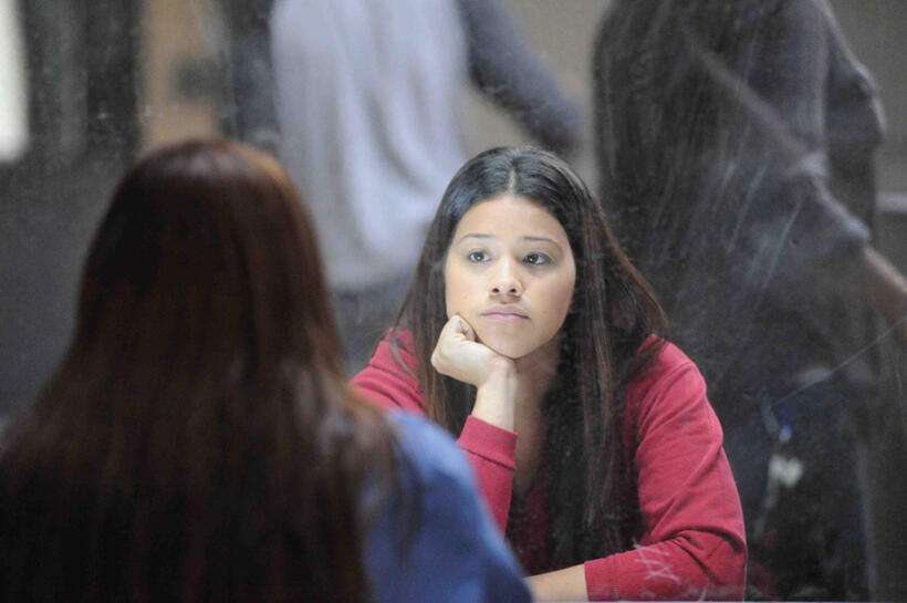 Jenni Rivera as Maria Tonorio and Gina Rodriguez as Filly Brown in "Filly Brown."