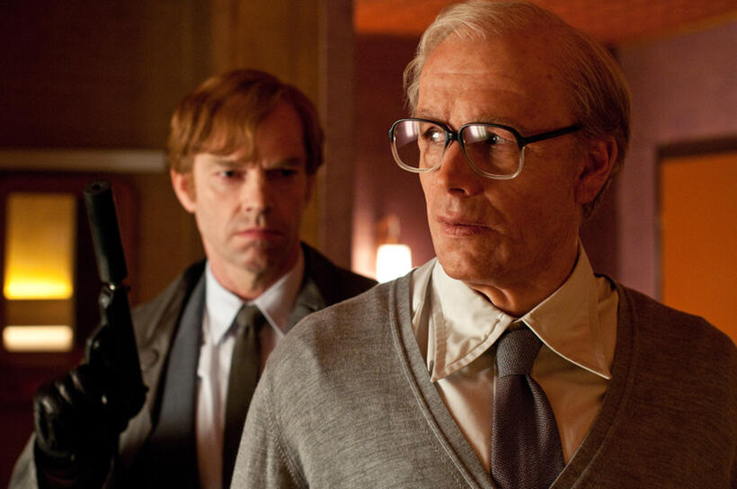 Hugo Weaving as Bill Smoke and James D'Arcy as Old Rufus Sixsmith in "Cloud Atlas."