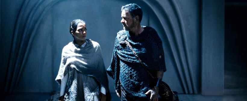 Halle Berry as Meronym and Tom Hanks as Zachry in "Cloud Atlas."