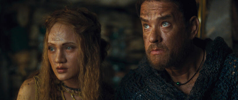 Xun Zhou as Rose and Tom Hanks as Zachry in "Cloud Atlas."