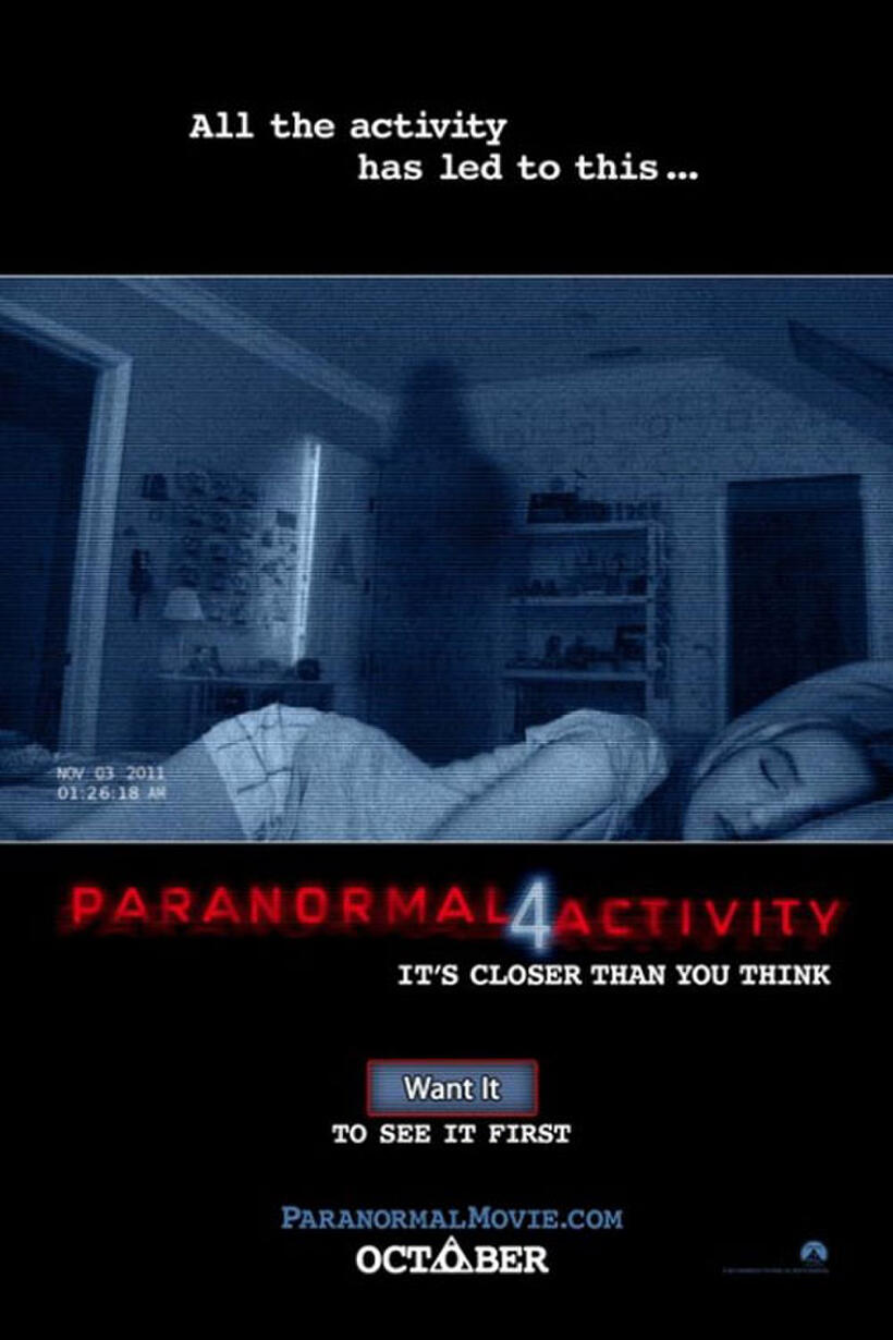 Poster art for "Paranormal Activity 4: The IMAX Experience."