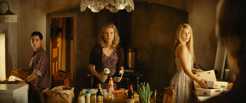John D'Leo, Michelle Pfeiffer and Dianna Agron in "The Family."