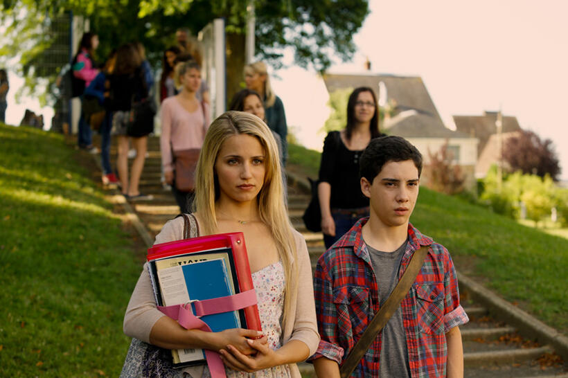 Dianna Agron and John D'Leo in "The Family."