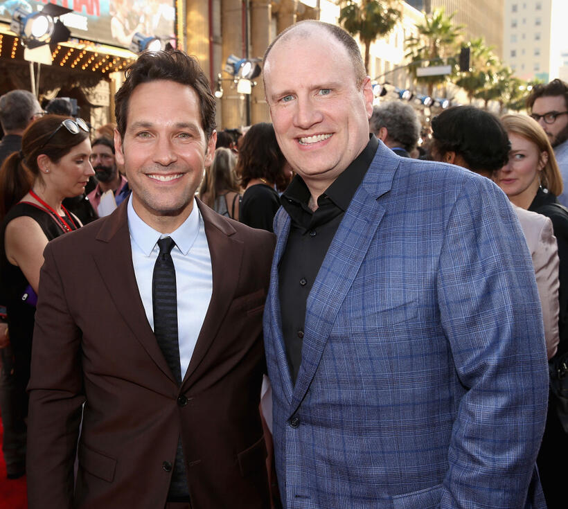 Paul Rudd and Kevin Feige at the California world premiere of "Ant-Man."