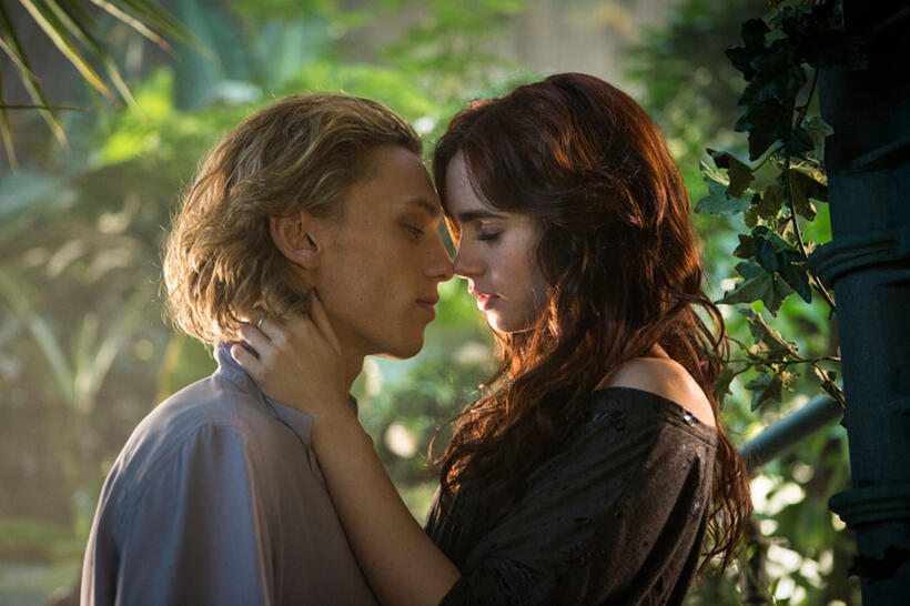 Jamie Campbell Bower as Jace Wayland and Lily Collins as Clary Fray in "The Mortal Instruments: City of Bones."