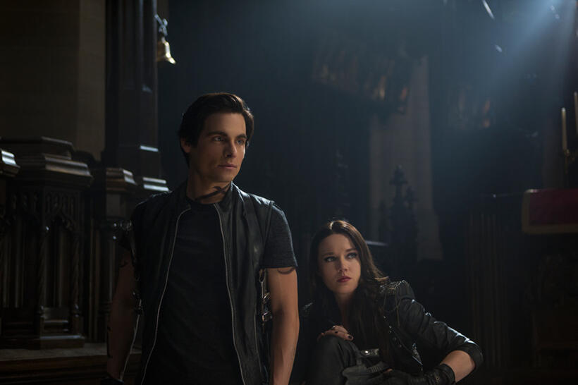 Kevin Zegers as Alec Lightwood and Jemima West as Isabelle Lightwood in "The Mortal Instruments: City of Bones."