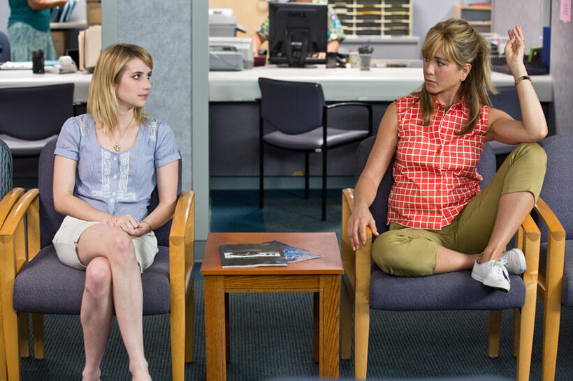 Emma Roberts as Casey Mathis and Jennifer Aniston as Rose O'Reilly in "We're the Millers."