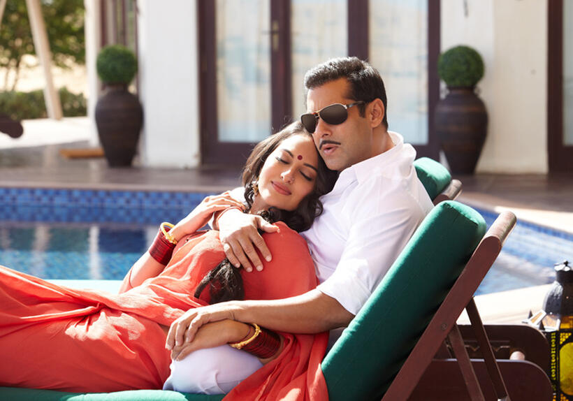 Sonakshi Sinha and Salman Khan in "Dabangg 2."