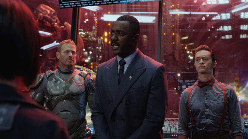 Max Martini and Idris Elba and Clifton Collins in "Pacific Rim."