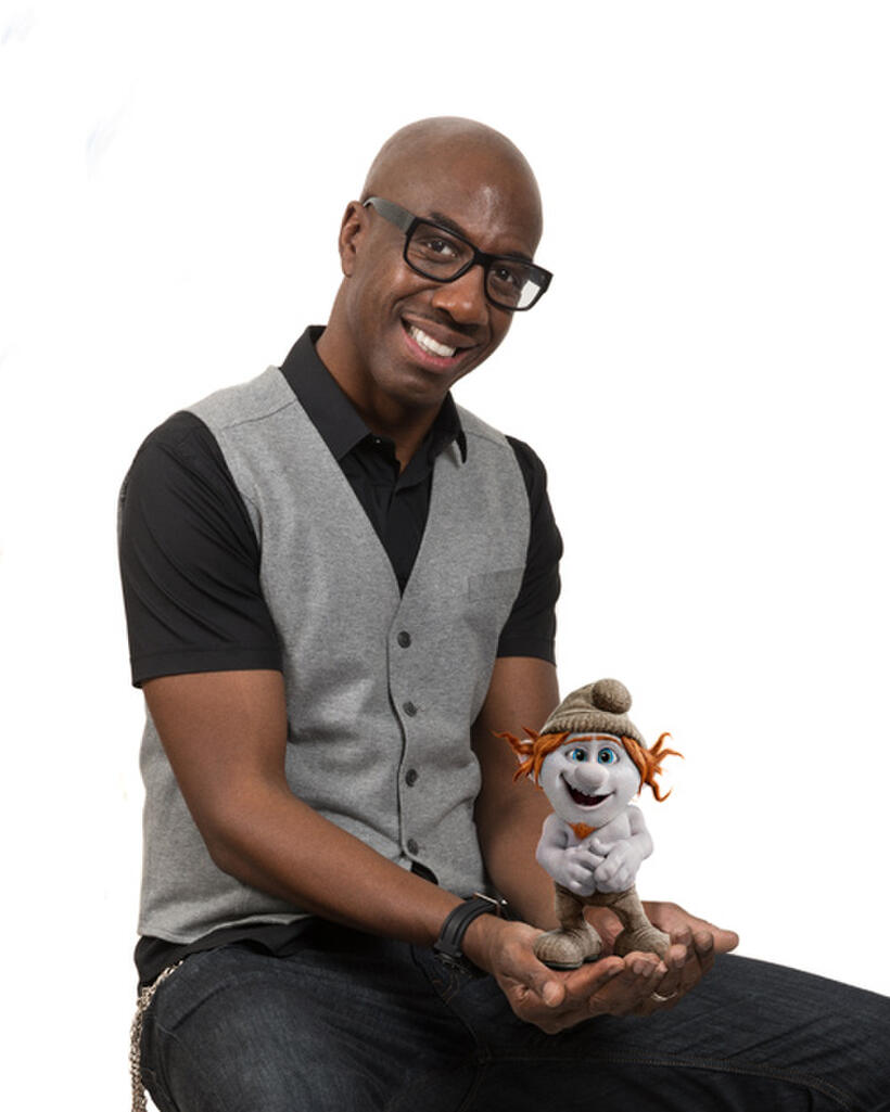 J.B. Smoove on the set of "The Smurfs 2."