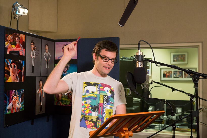 Bill Hader on the set of "Cloudy with a Chance of Meatballs 2."
