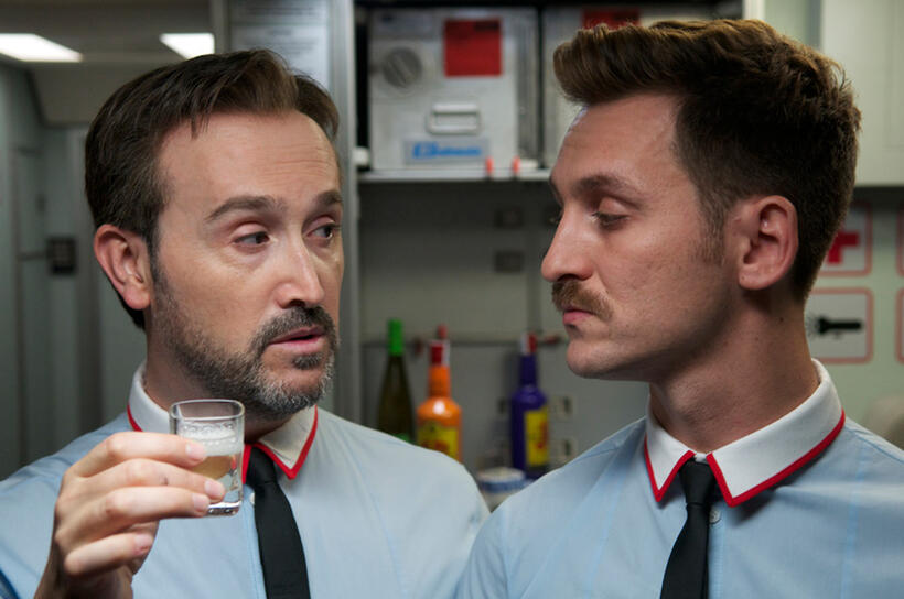 Javier Camara as Joserra and Raul Arevalo as Ulloa in "I'm So Excited!"
