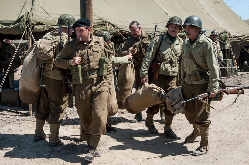 Jean Dujardin, Bob Balaban, Hugh Bonneville, Bill Murray and George Clooney in "The Monuments Men."