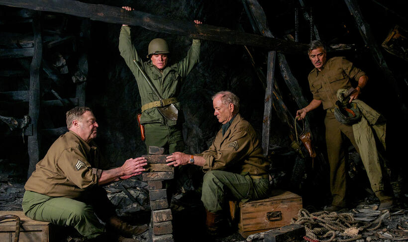 John Goodman as Walter Garfield , Matt Damon as James Granger, Bill Murray as Richard Campbell and George Clooney as Frank Stokes in "The Monuments Men."