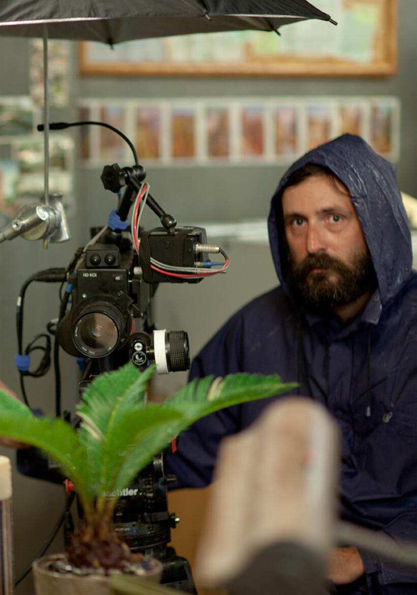 Director Quentin Dupieux on the set of "Wrong."