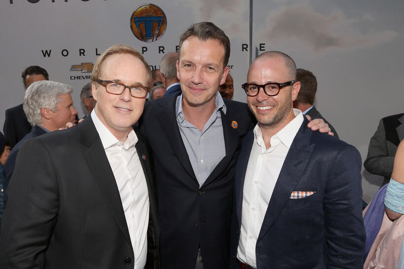 Brad Bird, Sean Bailey and Damon Lindelof at the California world premiere of "Tomorrowland."