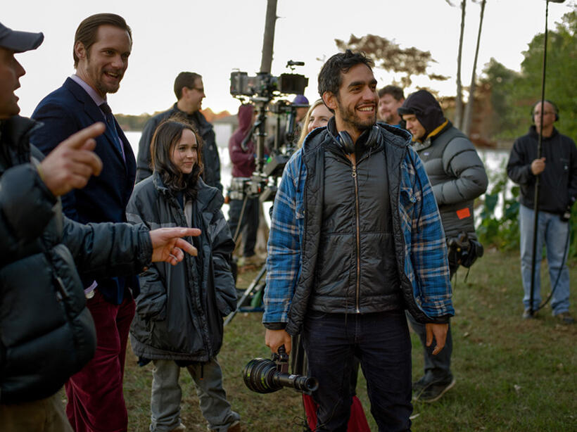 Alexander Skarsgard, Ellen Page and director Zal Batmanglij on the set of "The East."