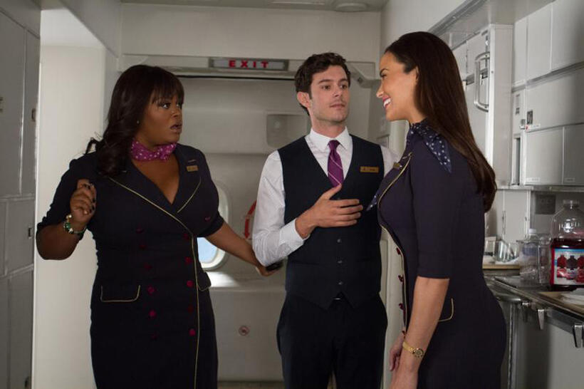 Jill Scott as Gail, Adam Brody as Sam and Paula Patton as Montana Moore in "Baggage Claim."