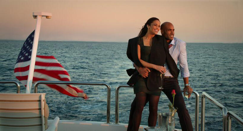 Paula Patton as Montana Moore and Boris Kodjoe as Graham in "Baggage Claim."