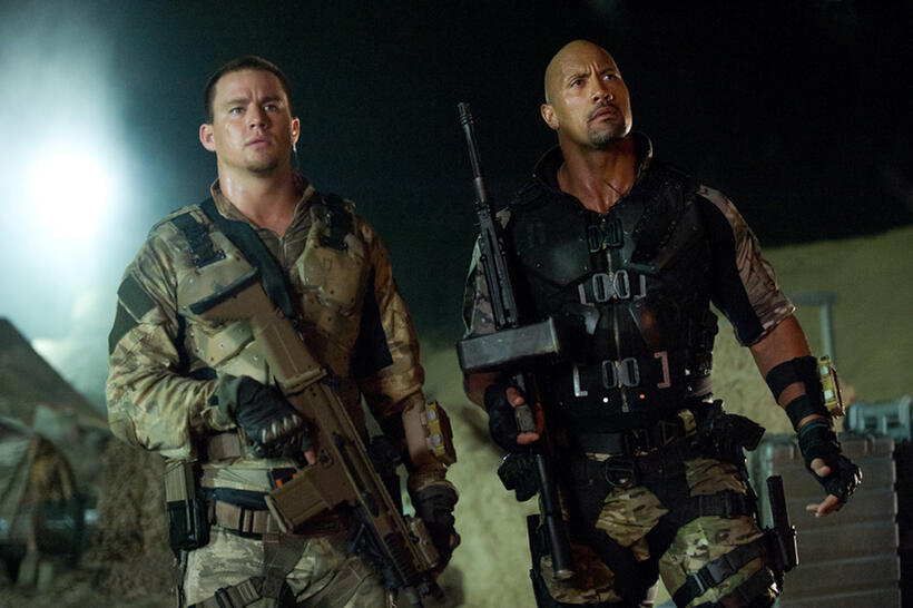 Channing Tatum as Duke and Dwayne Johnson as Roadblock in "G.I. Joe: Retaliation."