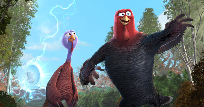 Reggie voiced by Owen Wilson and Jake voiced by Woody Harrelson in "Free Birds."