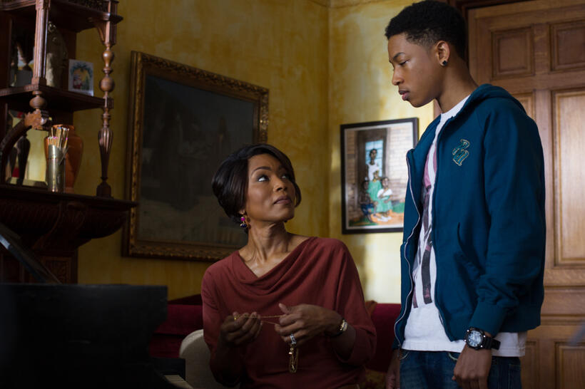 Angela Bassett as Aretha and Jacob Latimore as Langston in "Black Nativity."