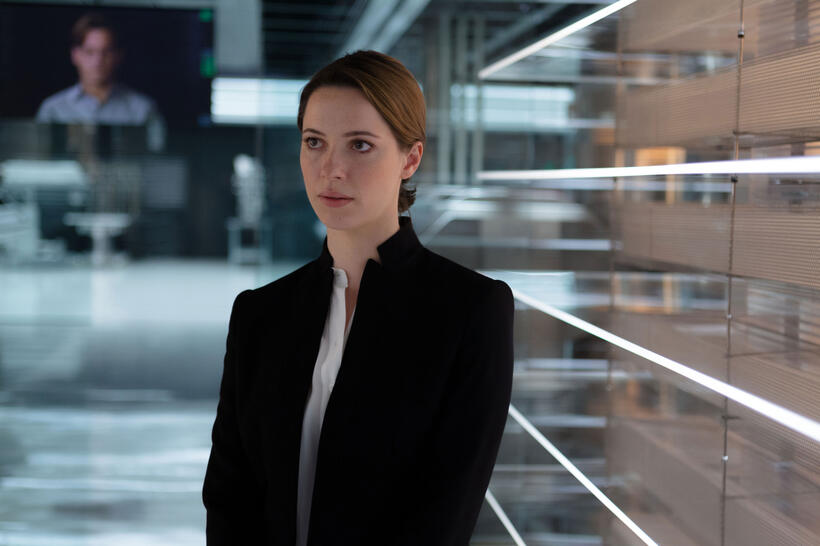 Johnny Depp as Will Caster and Rebecca Hall as Evelyn Caster in "Transcendence."