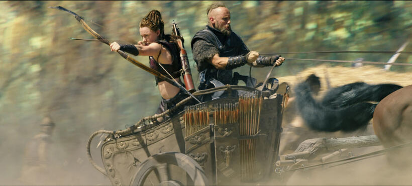 Ingrid Bolso Berdal as Atalanta and Aksel Hennie as Tydeus in "Hercules."