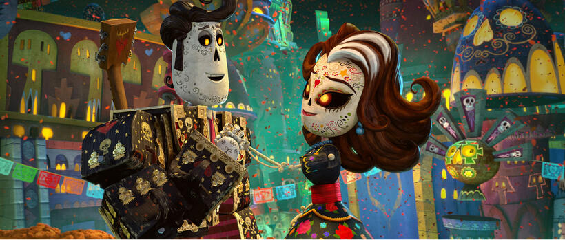 Manolo voiced by Diego Luna and Carmen Sanchez voiced by Ana de la Reguera in "The Book of Life."