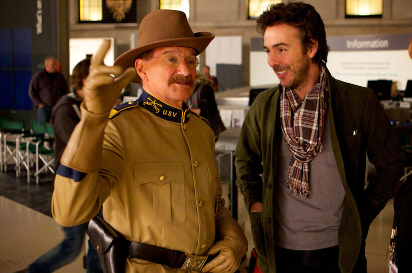 Director Shawn Levy and Robin Williams on the set of "Night At The Museum 3."