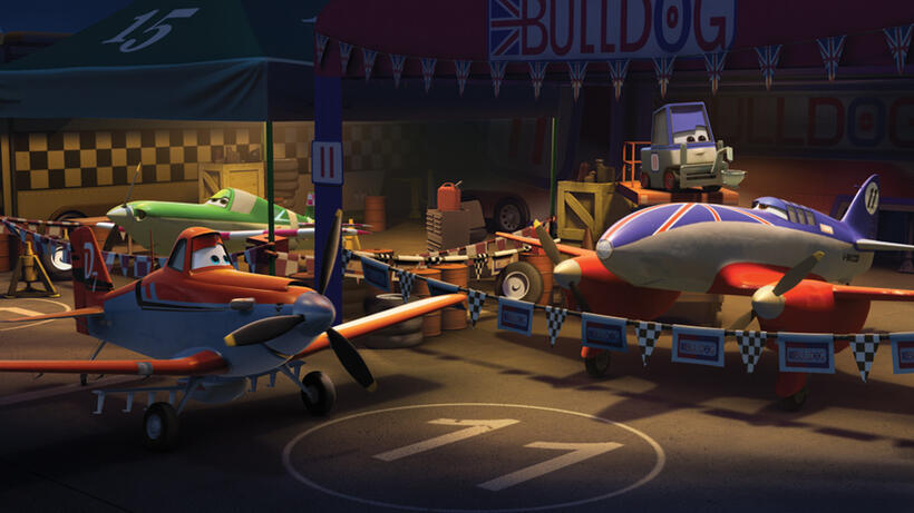 Dusty voiced by Dane Cook and Bulldog voiced by John Cleese in "Planes."