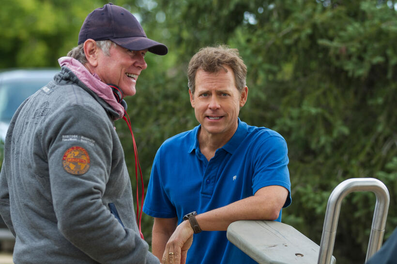 Director Randall Wallace and Greg Kinnear on the set of "Heaven Is for Real."