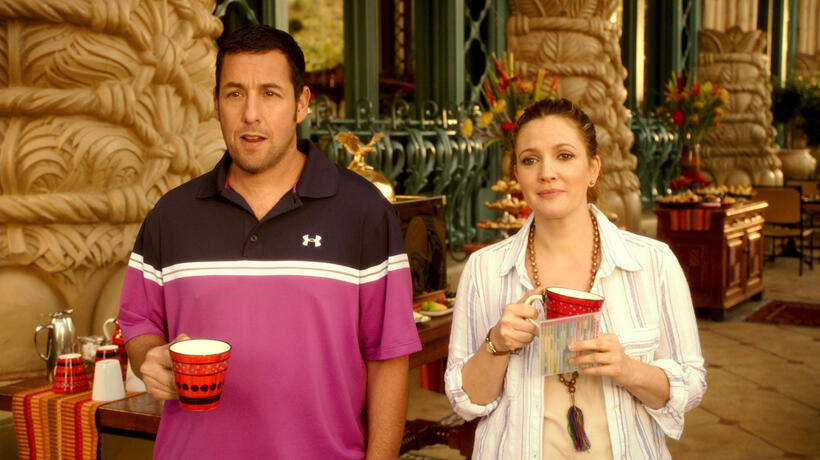 Adam Sandler as Jim and Drew Barrymore as Lauren in "Blended."