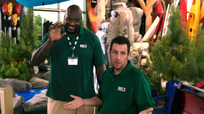 Shaquille O'Neal as Doug and Adam Sandler as Jim in "Blended."