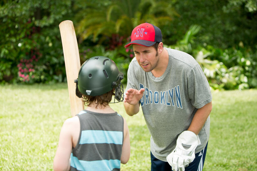 Kyle Red Silverstein as Tyler and Adam Sandler as Jim in "Blended."