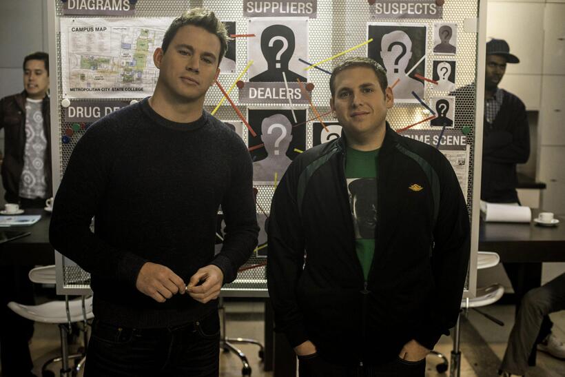 Channing Tatum and Jonah Hill on the set of "22 Jump Street."