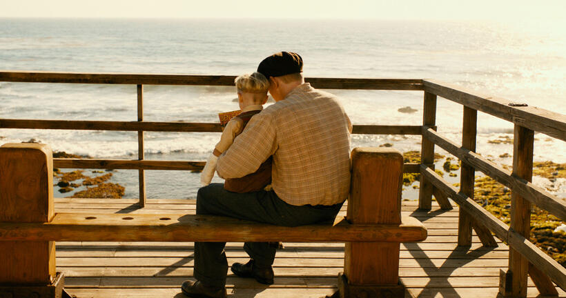 Jakob Salvati as Pepper Flynt Busbee and Michael Rapaport as James Busbee in "Little Boy."