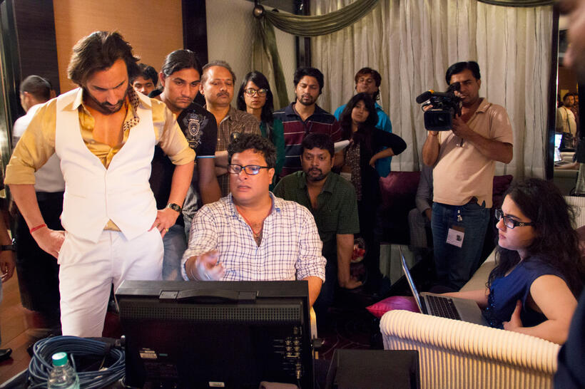 Saif Ali Khan and director Tigmanshu Dhulia on the set of "Bullett Raja."