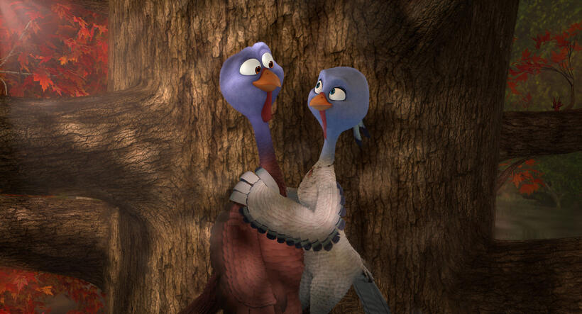 Reggie voiced by Owen Wilson and Jenny voiced by Amy Poehler in "Free Birds."