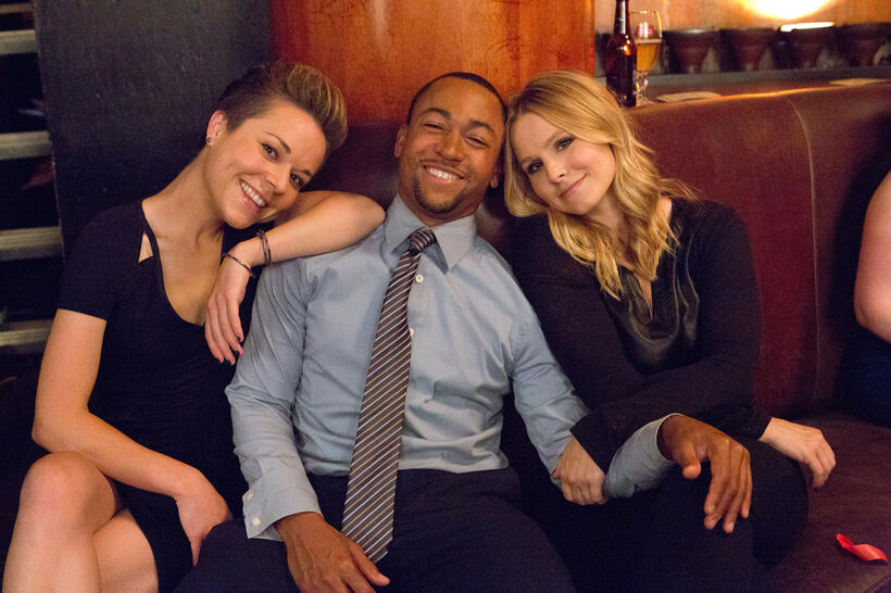 Tina Majorino, Percy Daggs III and Kristen Bell on the set of "Veronica Mars."