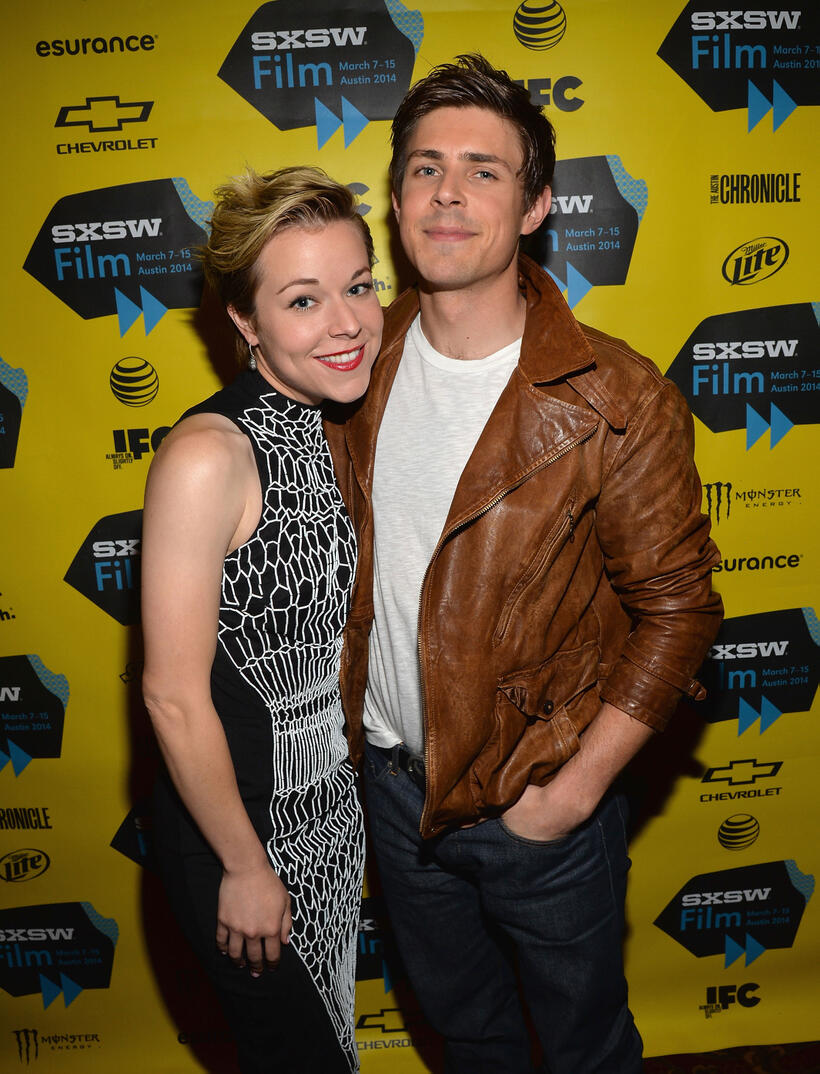 Tina Majorino and Chris Lowell at the Texas premiere of "Veronica Mars."