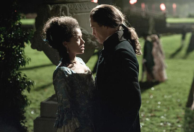 Gugu Mbatha-Raw as Dido Elizabeth Belle and Sam Reid as John Davinier in "Belle."