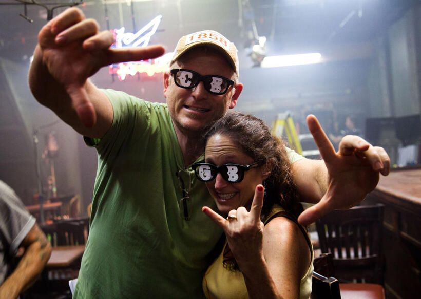 Randall Miller and Jody Savin on the set of "CBGB."