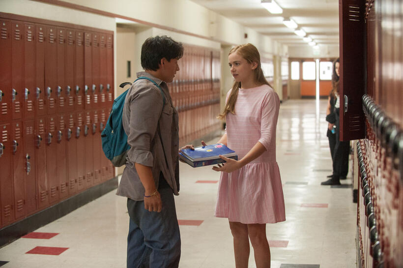 Carlos Pratts as Thomas Valles and Morgan Saylor as Julie White in "McFarland, USA."