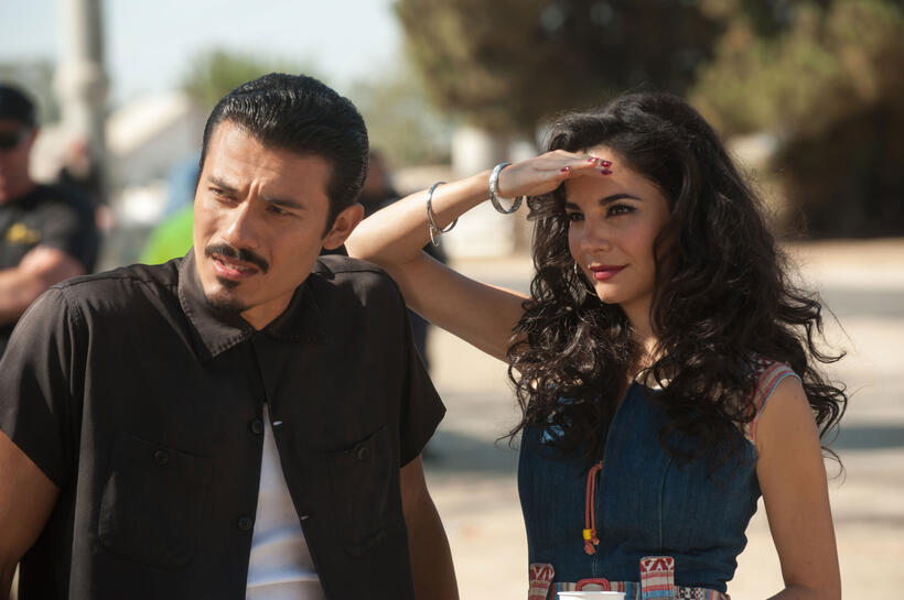 Rigo Sanchez as Javi and Martha Higareda as Lupe in "McFarland, USA."