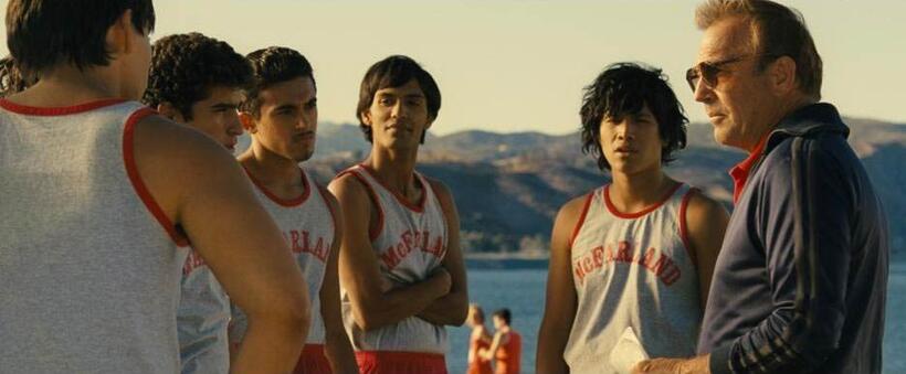 Hector Duran as Johnny Sameniego, Sergio Avelar as Victor Puentes, Jamie Michael Aguero as Damacio Diaz, Johnny Ortiz as Jose Cardenas and Kevin Costner as Jim White in "McFarland, USA."