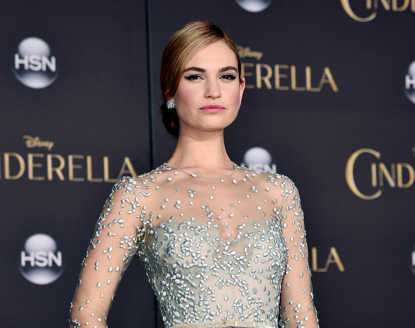 Lily James at the California premiere of "Cinderella."